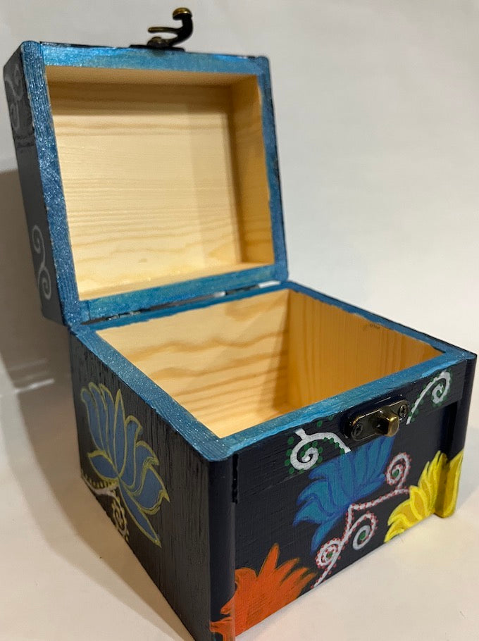 A hand painted beautiful wooden gift box with lid