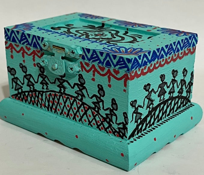 Small hand painted blue gift box 