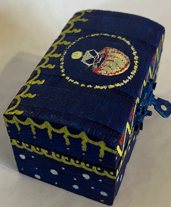 Blue hand painted gift box