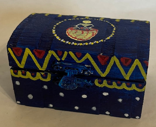 Blue hand painted warli box