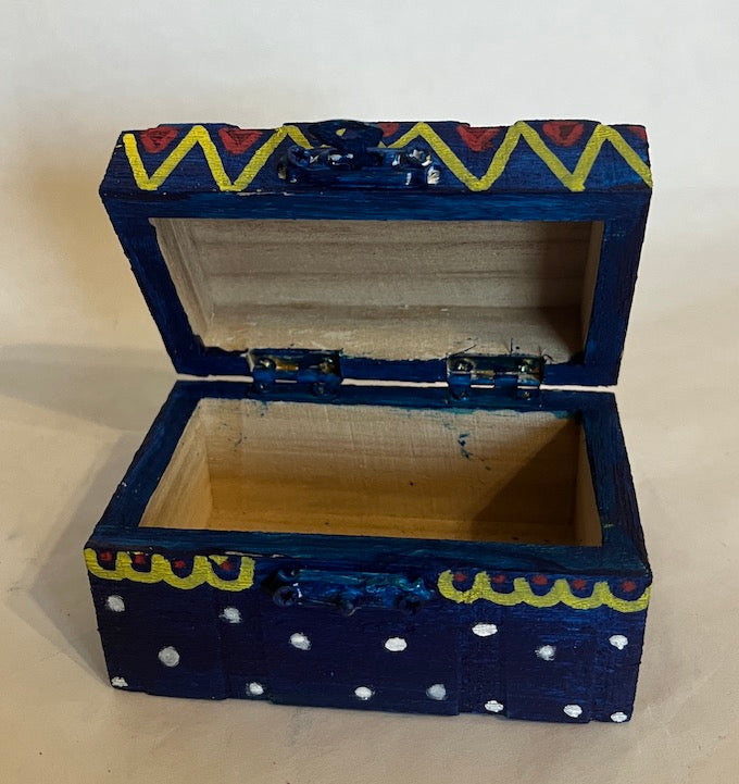 A mini blue hand painted gift box