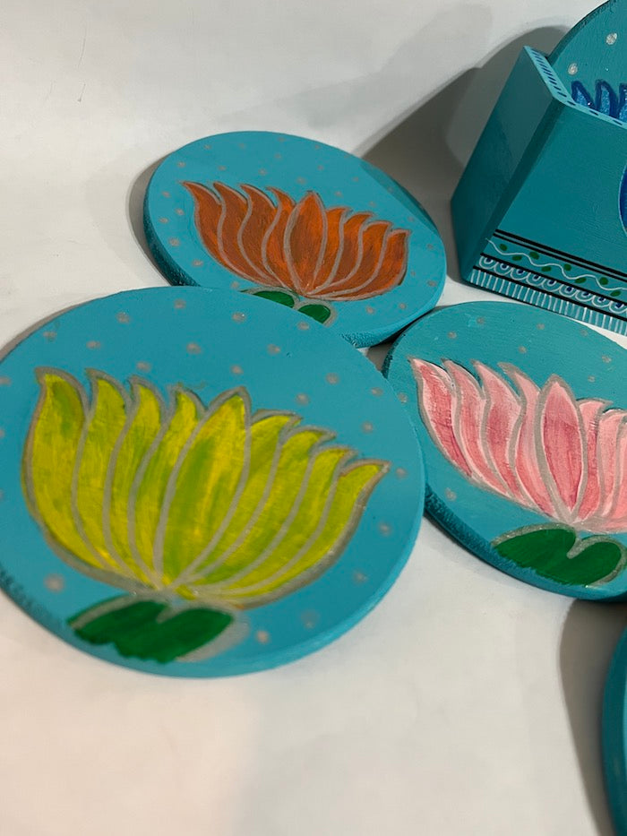 A colorful set of six coaster set