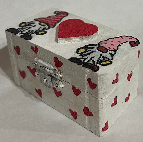 A hand painted white  heart box