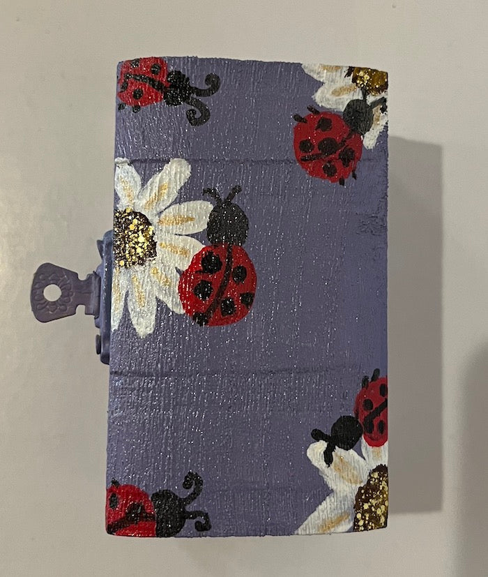 Lady Bug Floral Prints: A hand painted designed small wood box for your keepsake