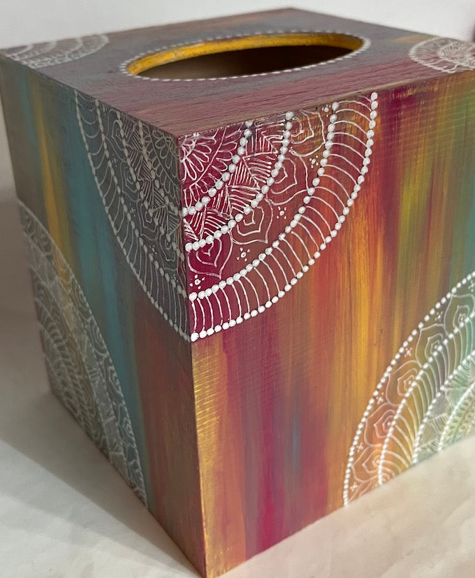 A mandala tissue box cover