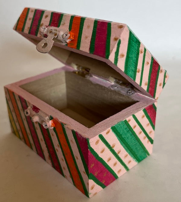 A colorful striped small hand painted gift box 