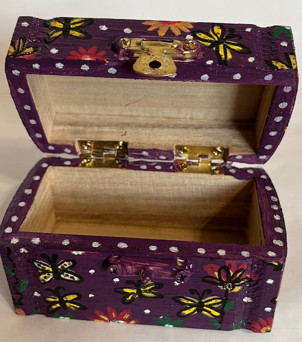 A hand painted small wooden box