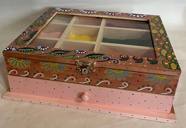 A Useful & Pretty Hand Painted Wood Jewelry Box