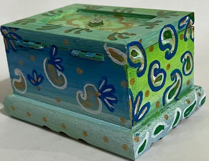 A hand painted Paisley wooden box 