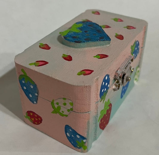 A strawberry hand painted wooden gift box