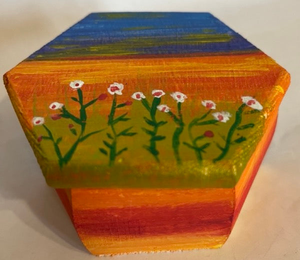 A hand painted gift box sunset theme